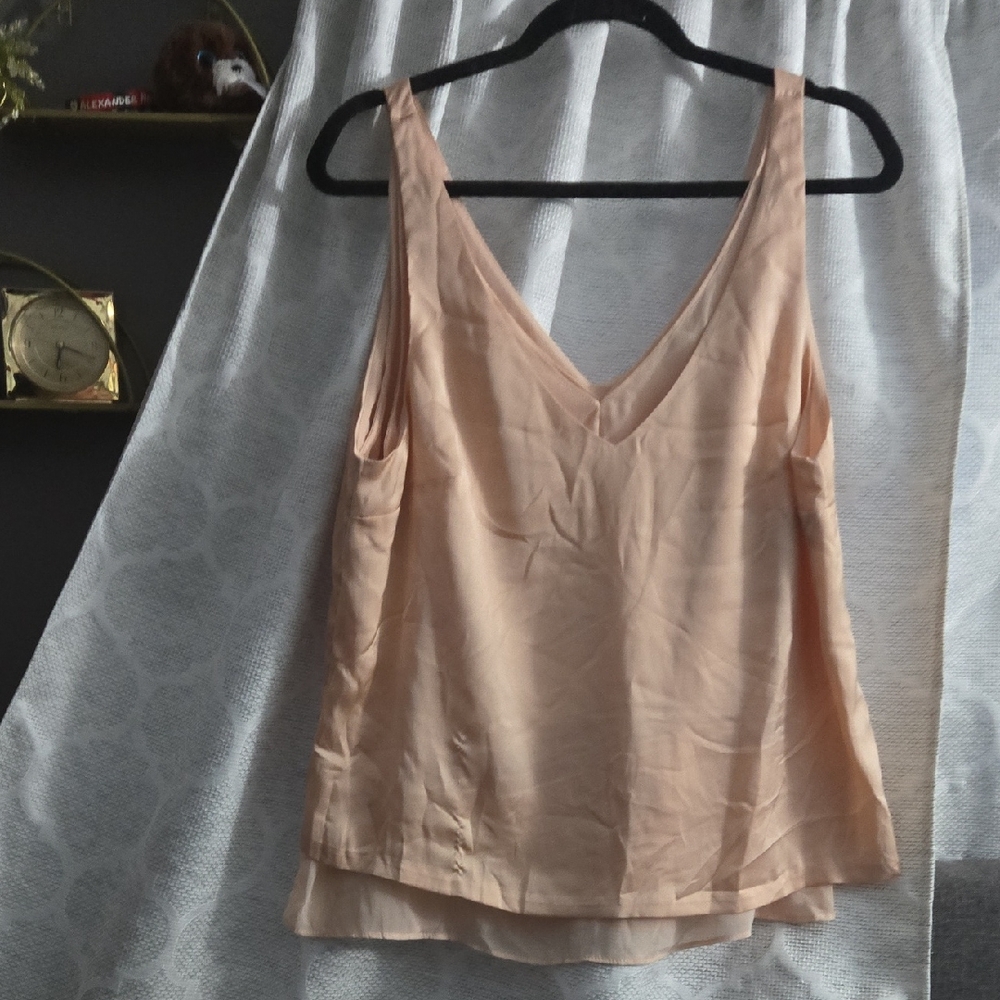 H&M Peach V-Neck Chiffon Top